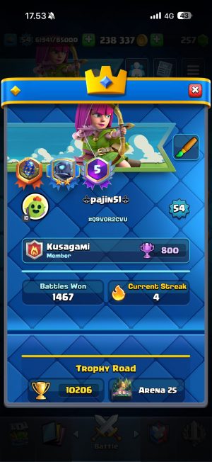 Clash Royale account King Tower 15 Clash Royale Account | 10,206 Trophies | Arena 25 | 121 Cards, 10 Evos | iOS/Android