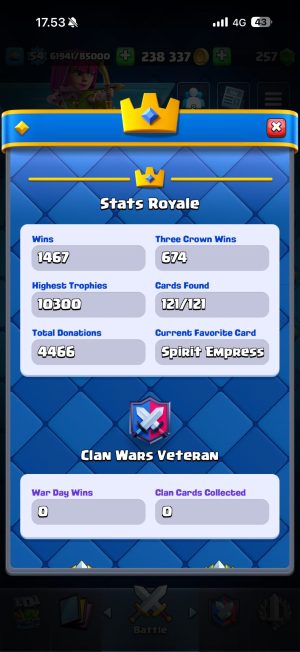 Clash Royale account King Tower 15 Clash Royale Account | 10,206 Trophies | Arena 25 | 121 Cards, 10 Evos | iOS/Android