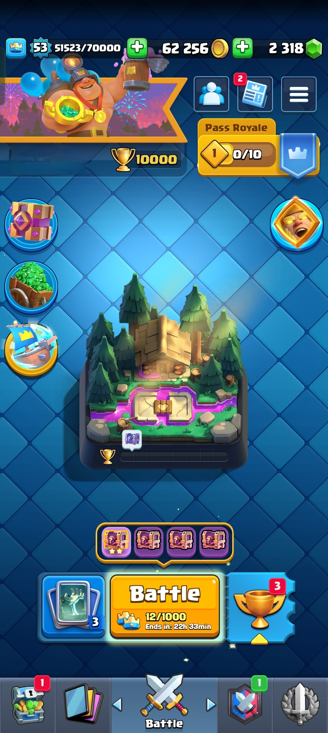 King Tower 14 Clash Royale Account | 10,000 Trophies | Arena 25 | 121 Cards, 9 Evos | iOS/Android