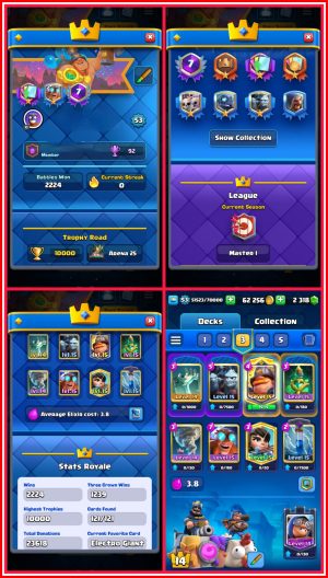 Clash Royale account King Tower 14 Clash Royale Account | 10,000 Trophies | Arena 25 | 121 Cards, 9 Evos | iOS/Android