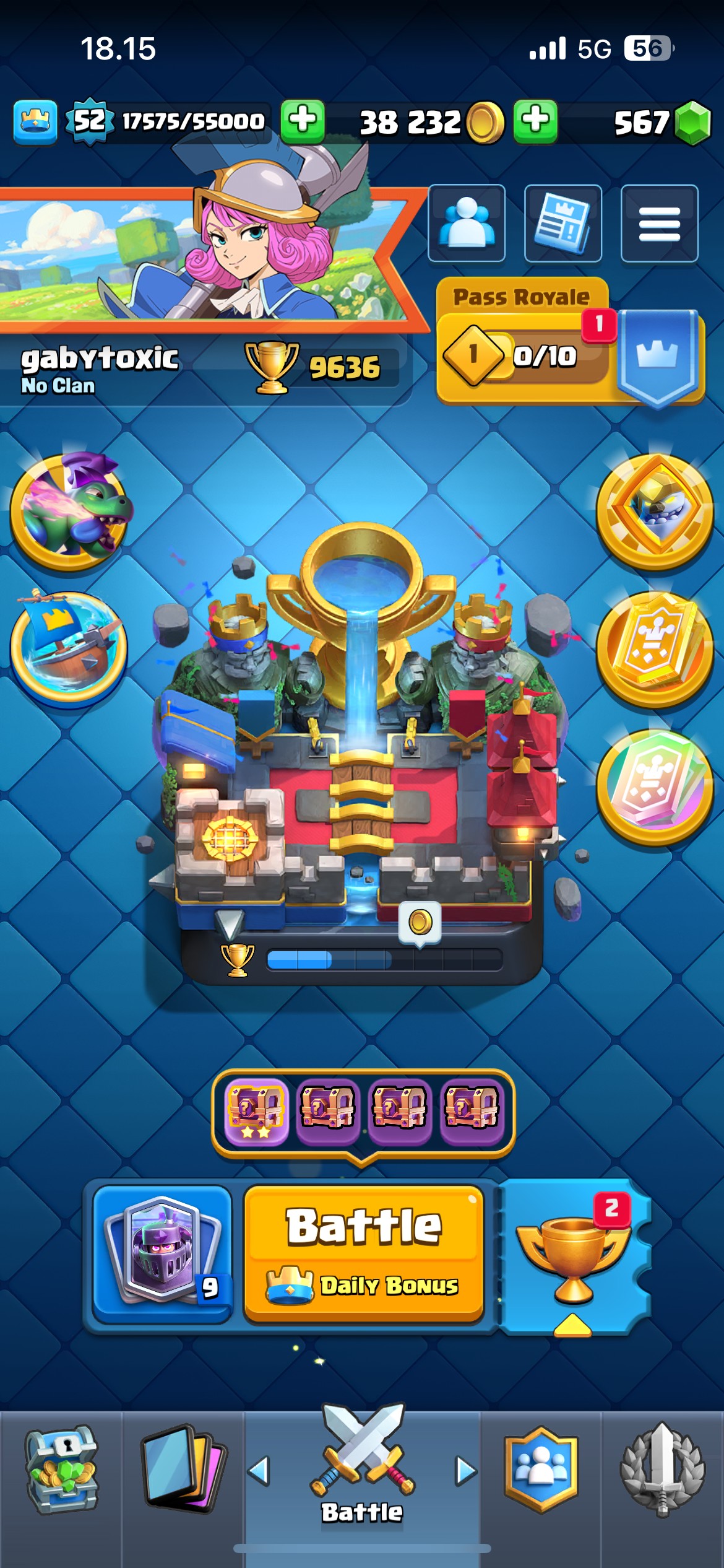 King Tower 14 Clash Royale Account | 9,636 Trophies | Arena 24 | 121 Cards, 14 Evos | iOS/Android