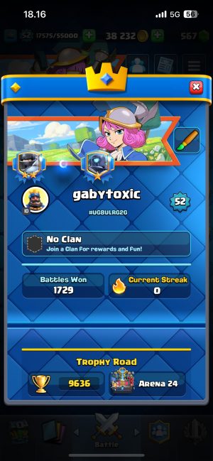 King Tower 14 Clash Royale Account | 9,636 Trophies | Arena 24 | 121 Cards, 14 Evos | iOS/Android