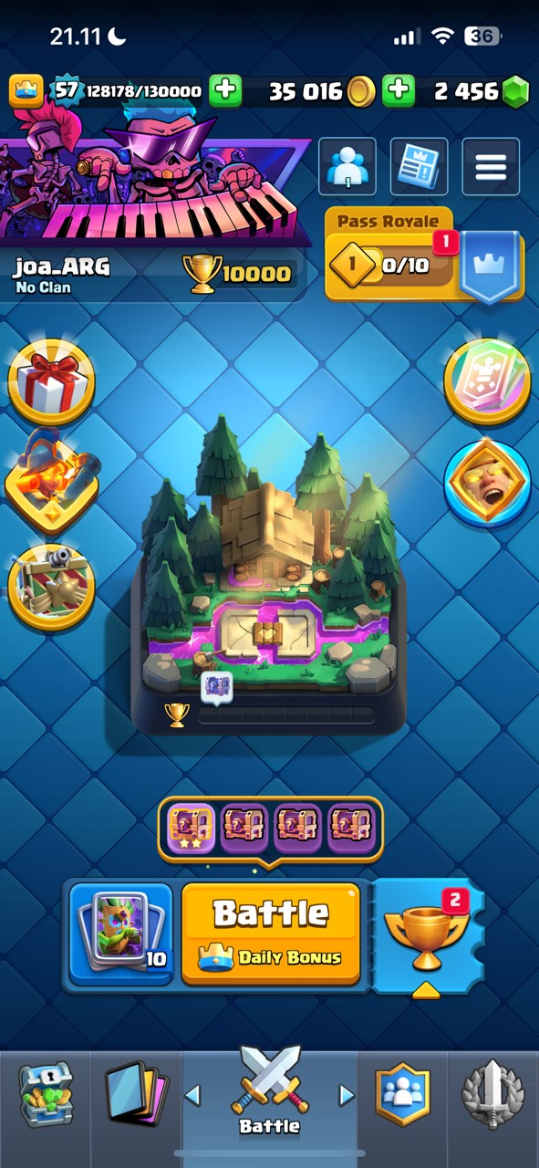 King Tower 15 Clash Royale Account | 10,000 Trophies | Arena 25 | 121 Cards, 14 Evos | iOS/Android