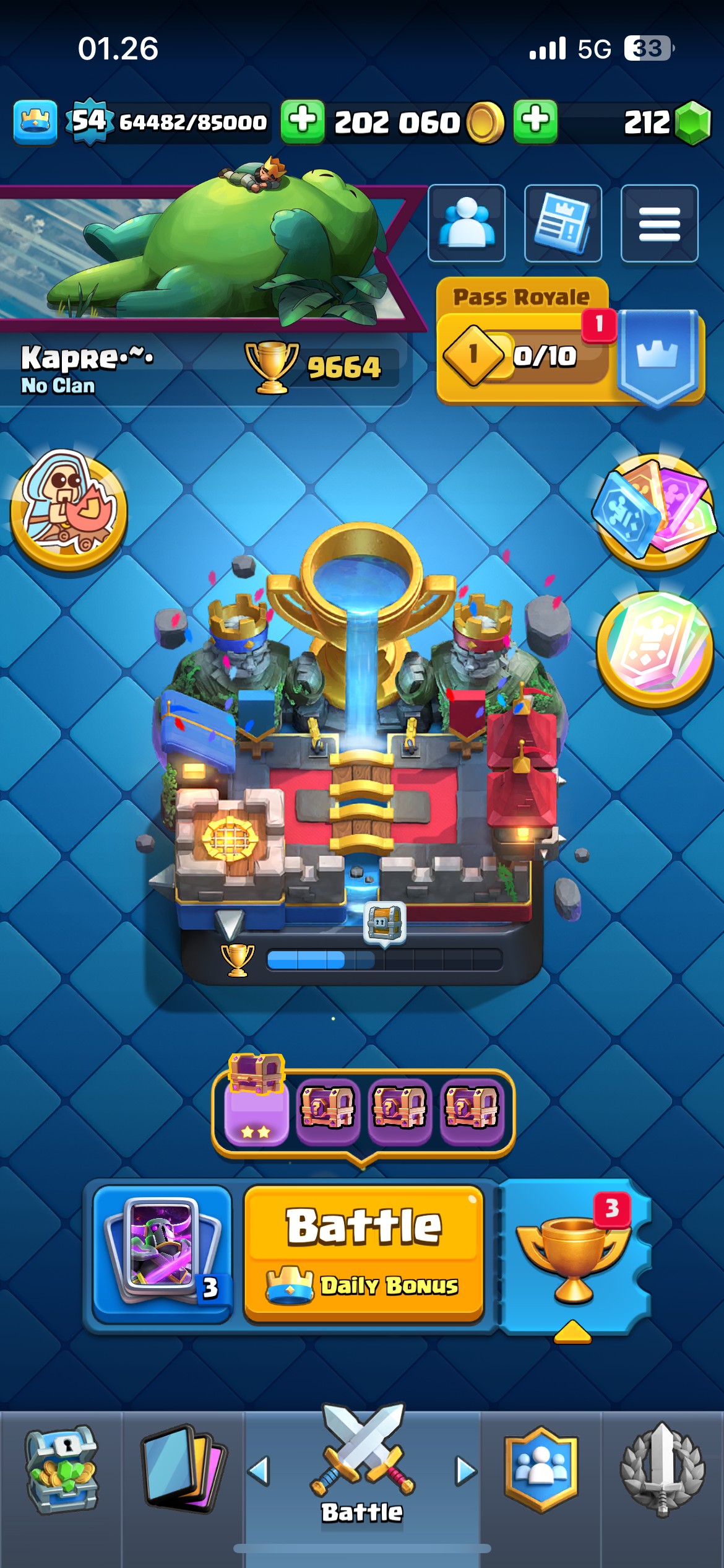 King Tower 15 Clash Royale Account | 9,662 Trophies | Arena 24 | 120 Cards, 3 Evos | iOS/Android