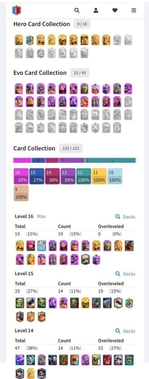 Clash Royale account King Tower 16 Clash Royale Account | 14,000 Trophies | 21 Evos | iOS/Android