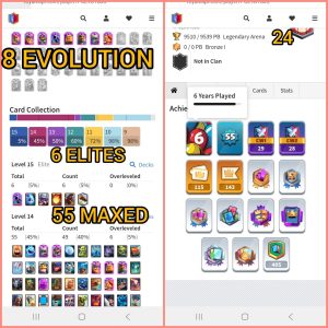 King Tower 15 Clash Royale Account | 9,510 Trophies | Arena 24 | 8 Evos | iOS/Android