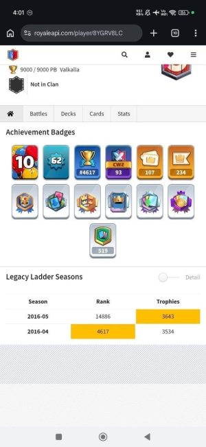 Clash Royale account King Tower 16 Clash Royale Account | 9,000 Trophies | 121 Cards | iOS/Android