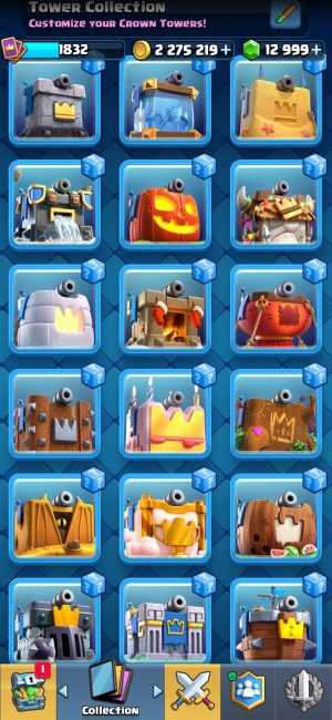 King Tower 16 Clash Royale Account | 9,000 Trophies | 121 Cards | iOS/Android
