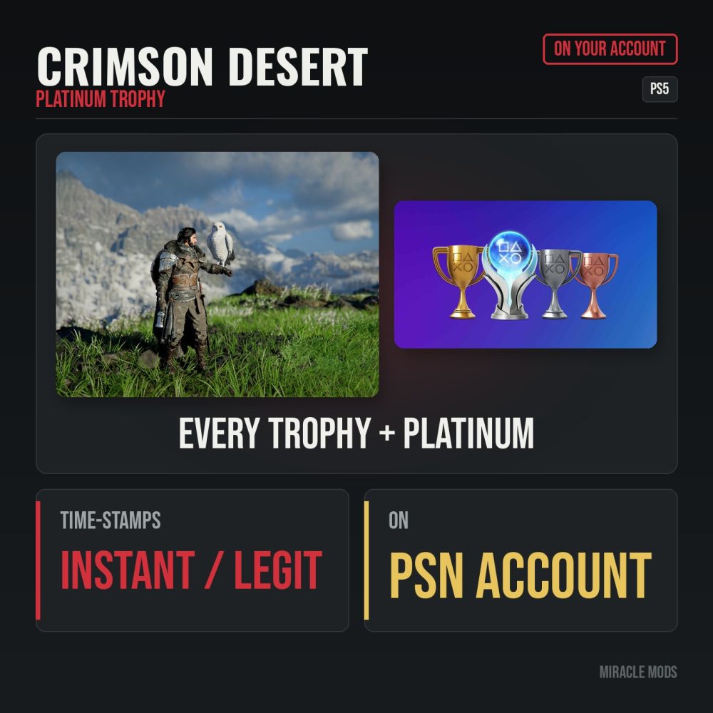 Crimson Desert Platinum Trophy Service (PS5) Crimson Desert Platinum Trophy Service (PS5)