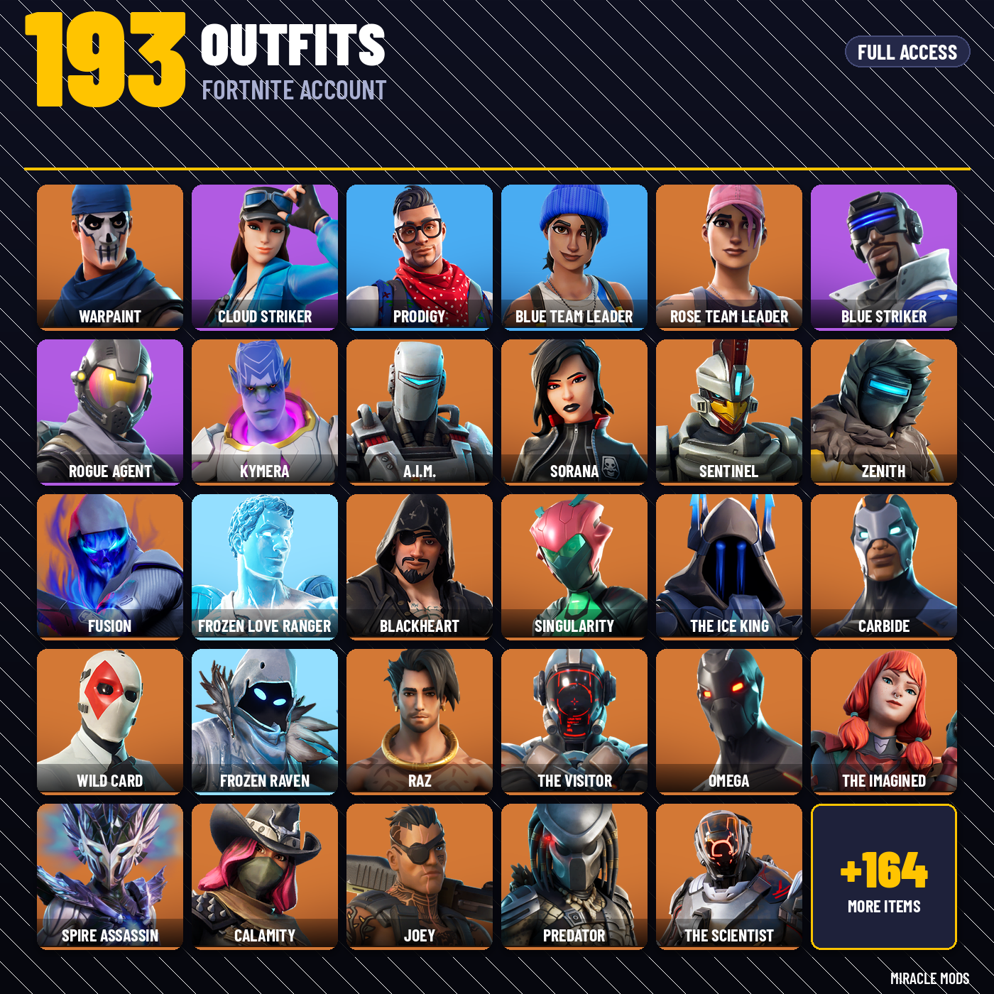 Fortnite account 193 outfits Fortnite account 193 outfits