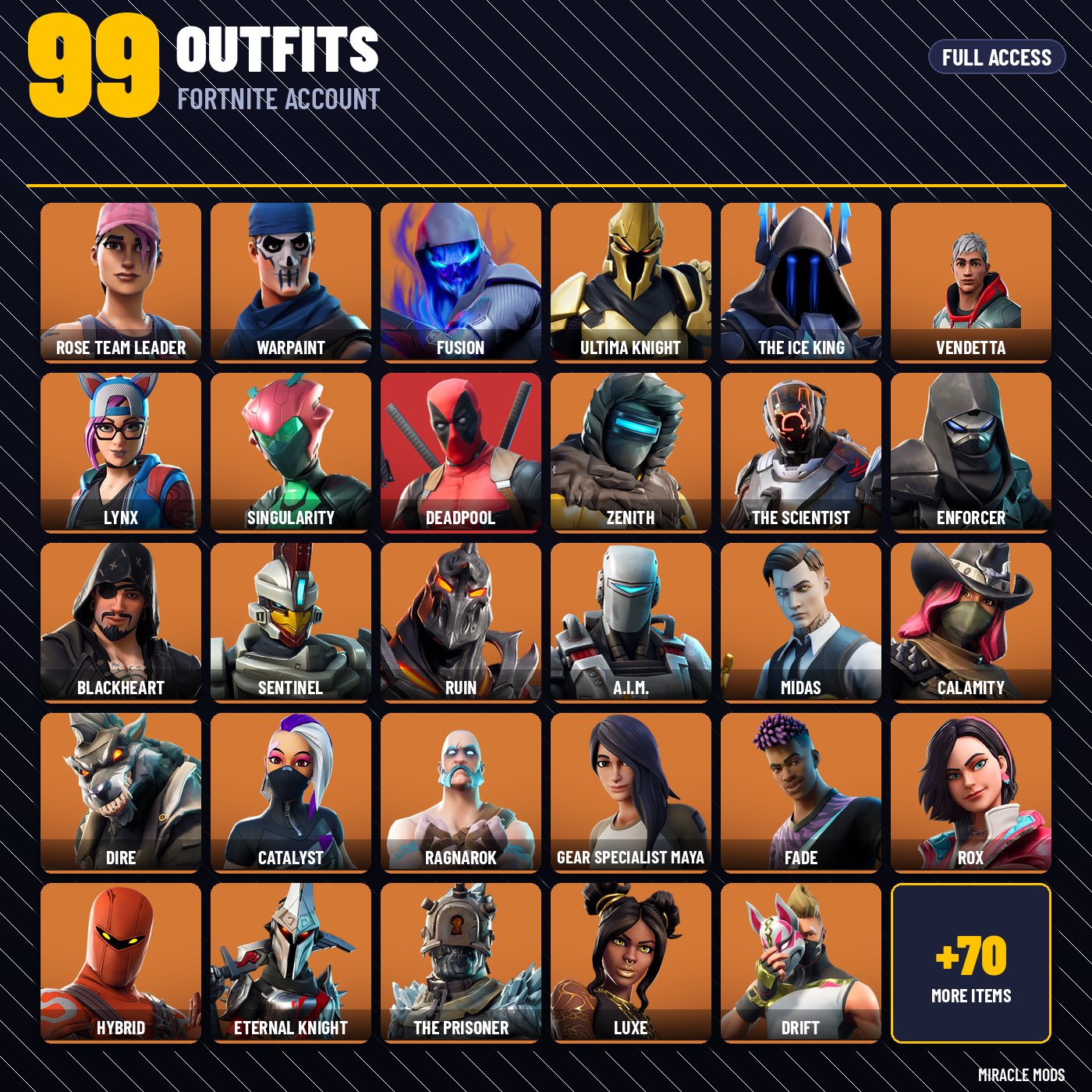 Fortnite account 99 outfits Fortnite account 99 outfits