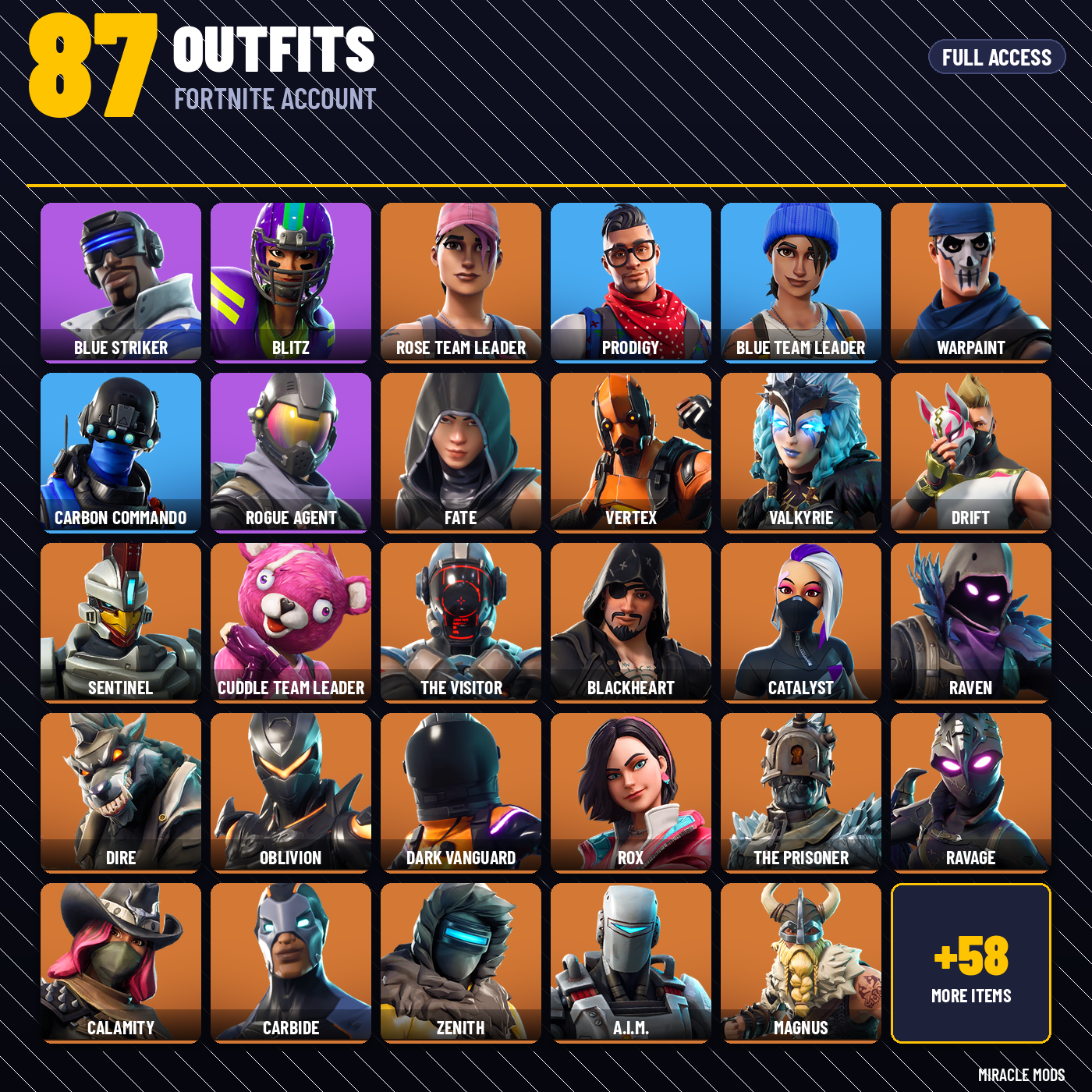Fortnite account 87 outfits Fortnite account 87 outfits