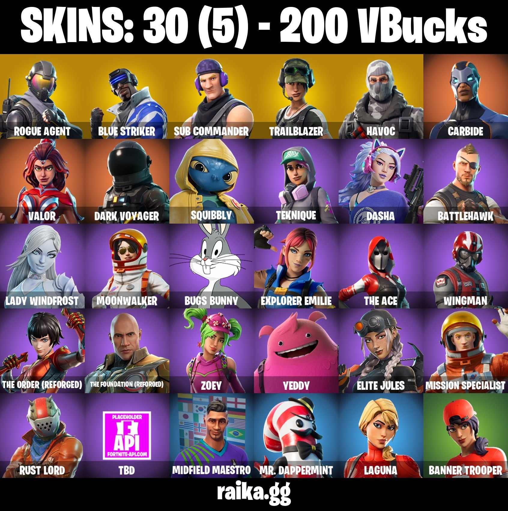 30-Skin Fortnite Account | Havoc, Carbide, Sub Commander | PC/PSN/Xbox