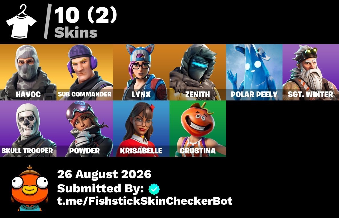 Fortnite account 10-Skin Fortnite Account | Havoc, Skull Trooper, Sub Commander, Orange Justice | PC/Switch/Mobile