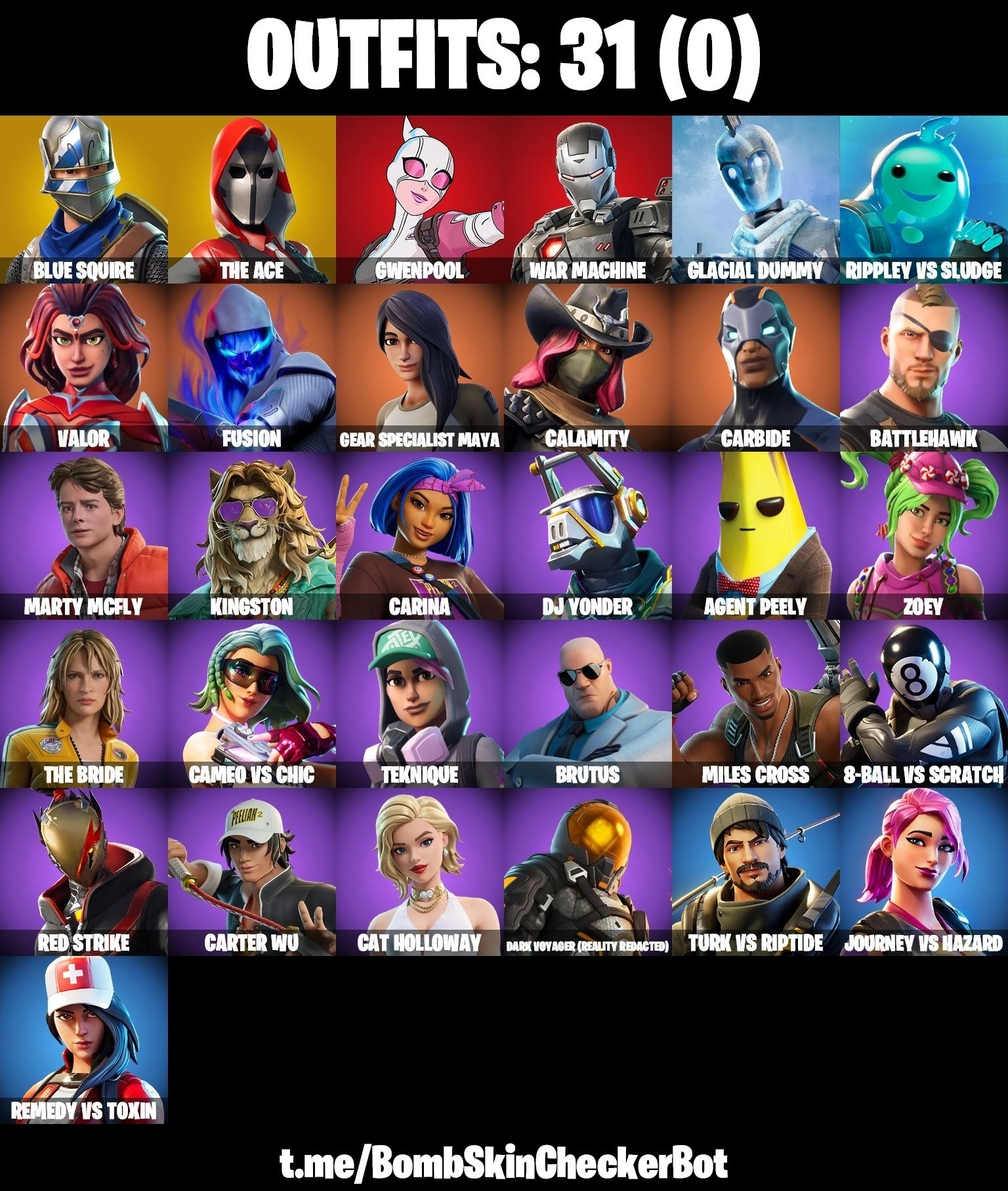 31-Skin Fortnite Account | Blue Squire, Carbide, Mako, The Ace | PC/PSN/Xbox