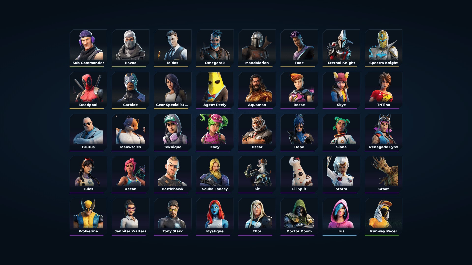 40-Skin Fortnite Account | Havoc, Carbide, Sub Commander | PC/Xbox/Switch/Mobile