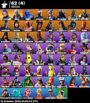 Fortnite account 62-Skin Fortnite Account | Havoc, Sub Commander, The Ice King, Orange Justice | PC/PSN/Xbox