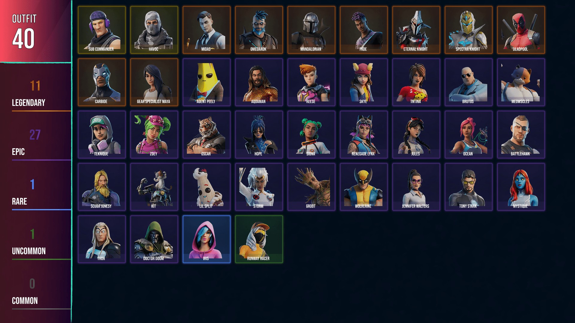 40-Skin Fortnite Account | Havoc, Carbide, Sub Commander | PC/Xbox