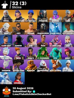 Fortnite account 32-Skin Fortnite Account | Havoc, Mako, Sub Commander, Orange Justice | PC/Switch/Mobile