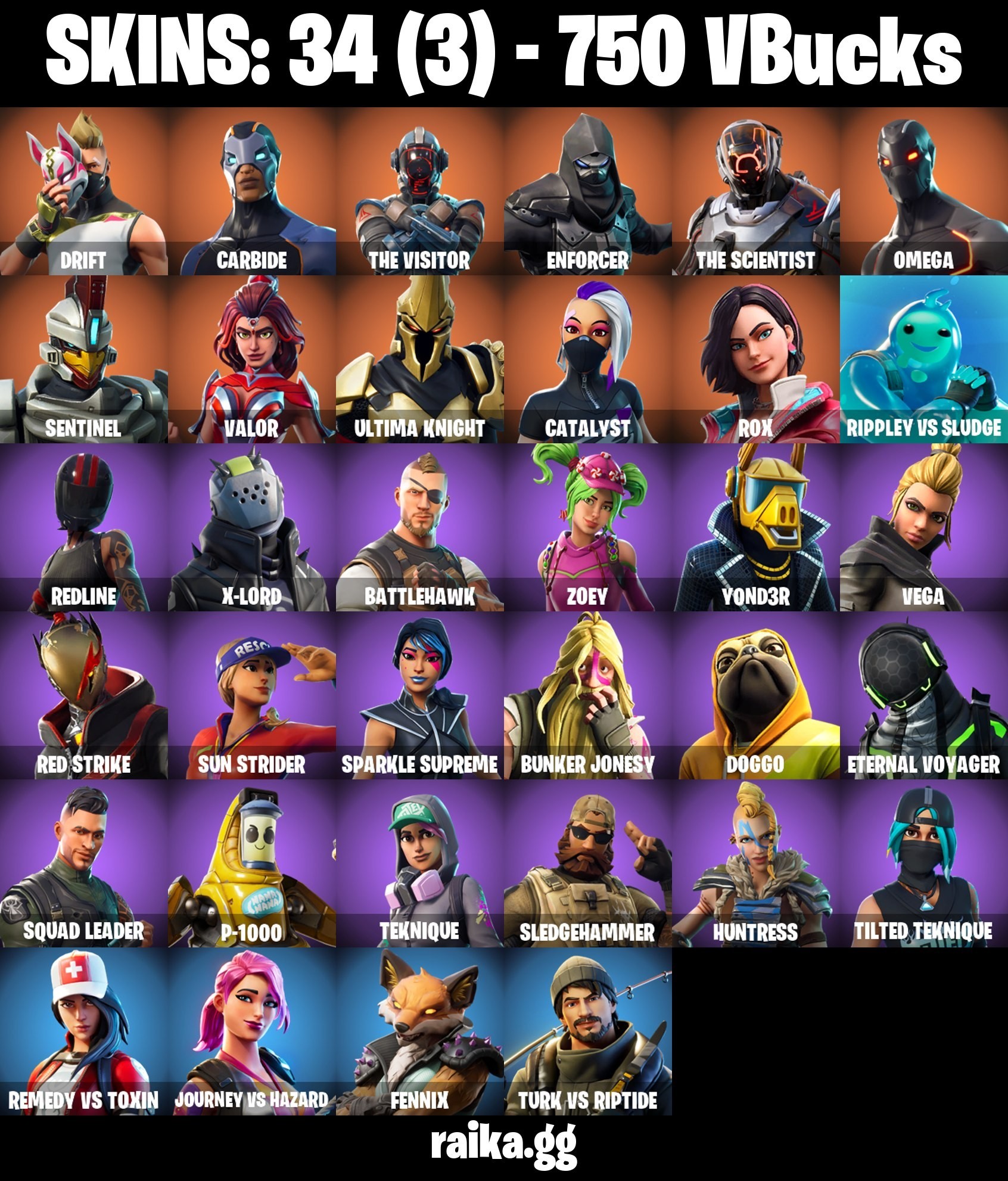 Fortnite account 34-Skin Fortnite Account | Omega, Carbide, The Visitor, Drift | PC/PSN/Xbox