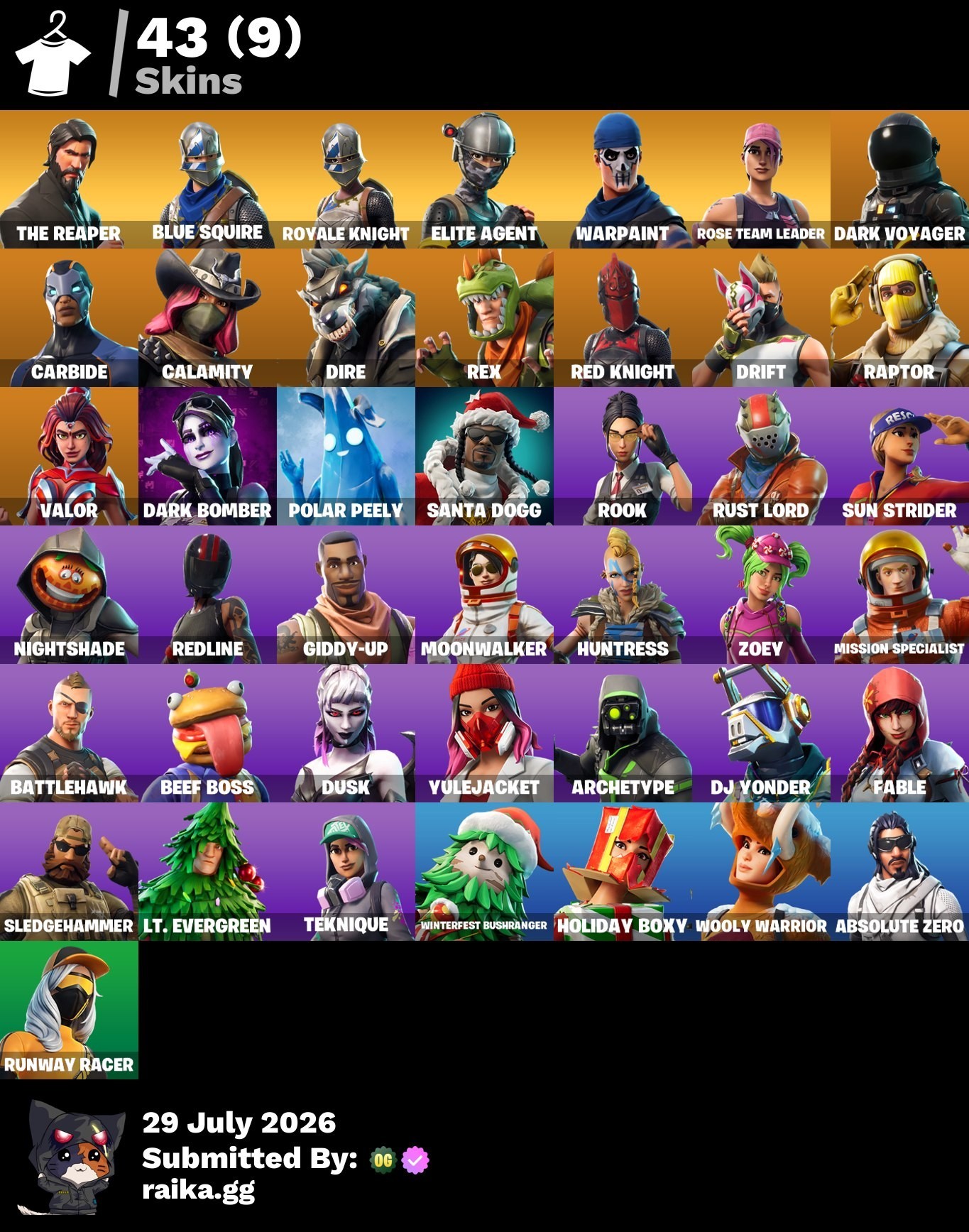 Fortnite account 43-Skin OG Fortnite Account | Blue Squire, Royale Knight, The Reaper, Elite Agent | PC/PSN/Xbox
