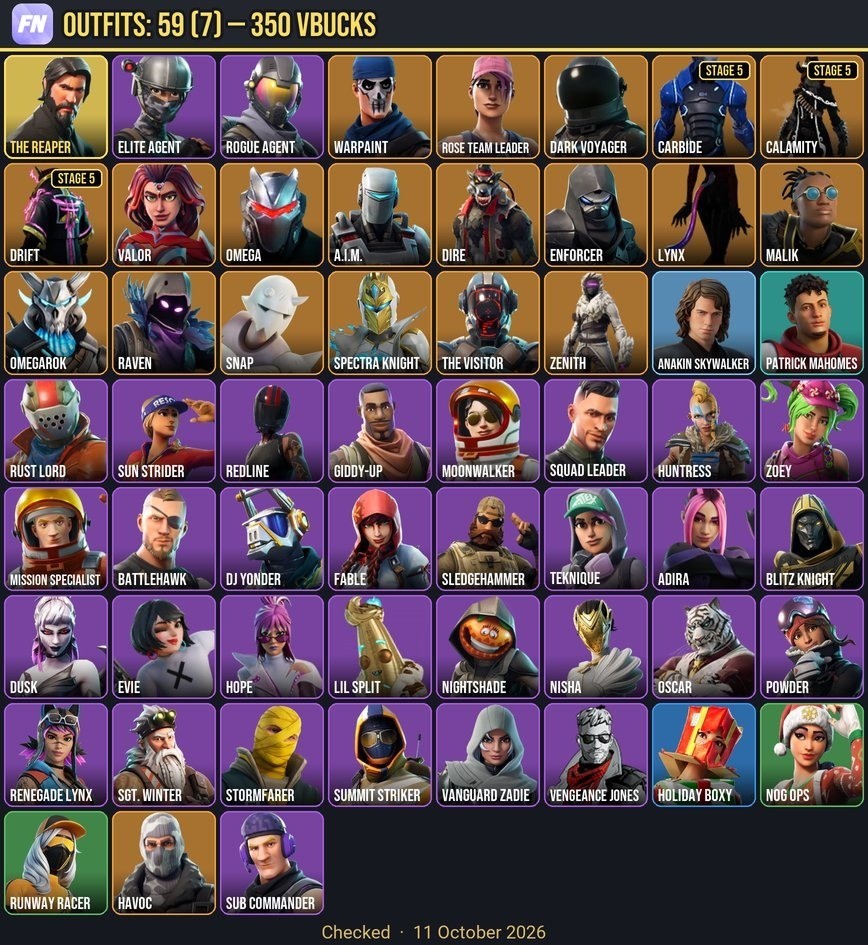 Fortnite account 59-Skin OG Fortnite Account | The Reaper, Take The L, Havoc, Elite Agent | PC/PSN/Xbox