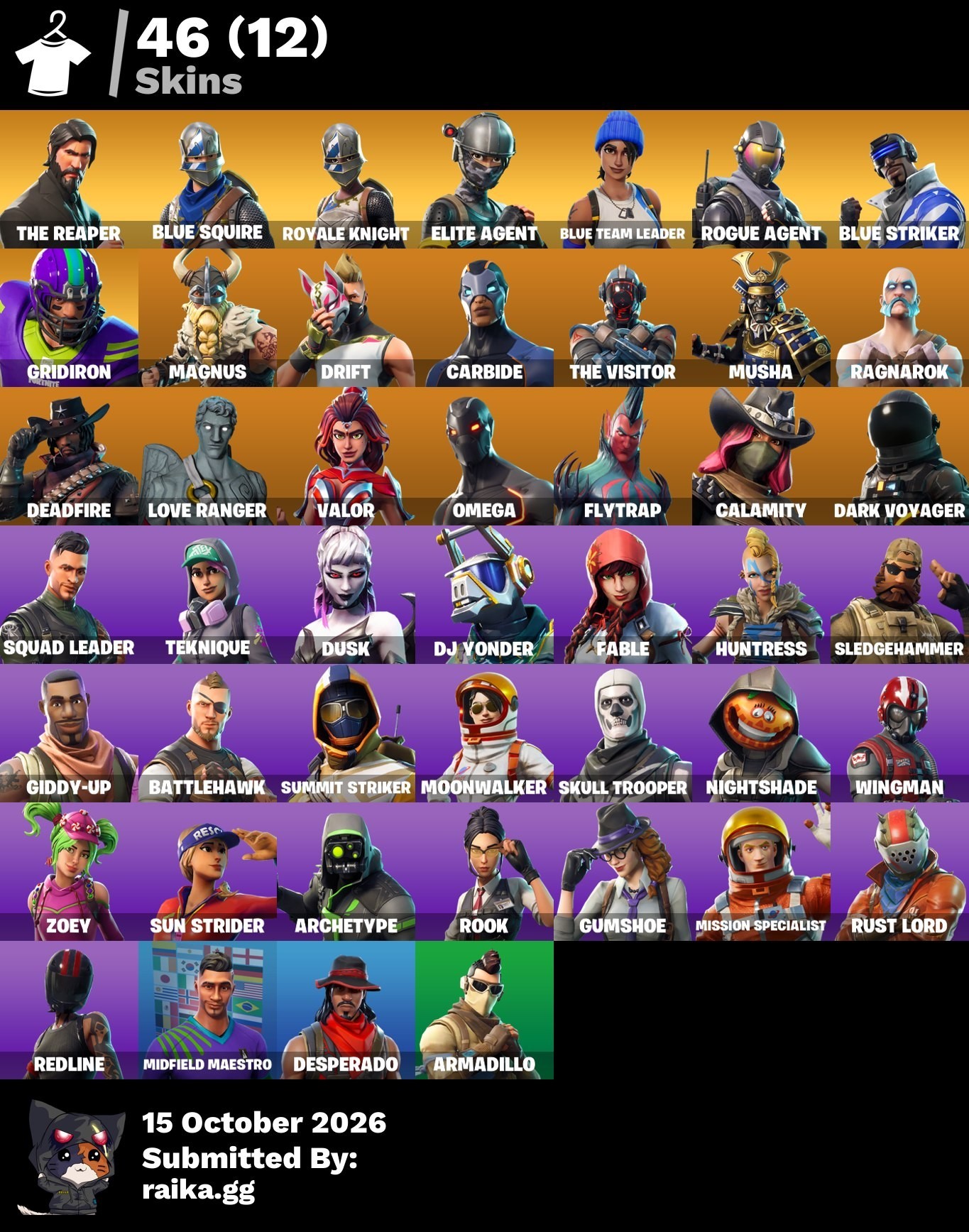 Fortnite account 46-Skin OG Fortnite Account | Blue Squire, Royale Knight, The Reaper, Elite Agent | PC/PSN/Xbox