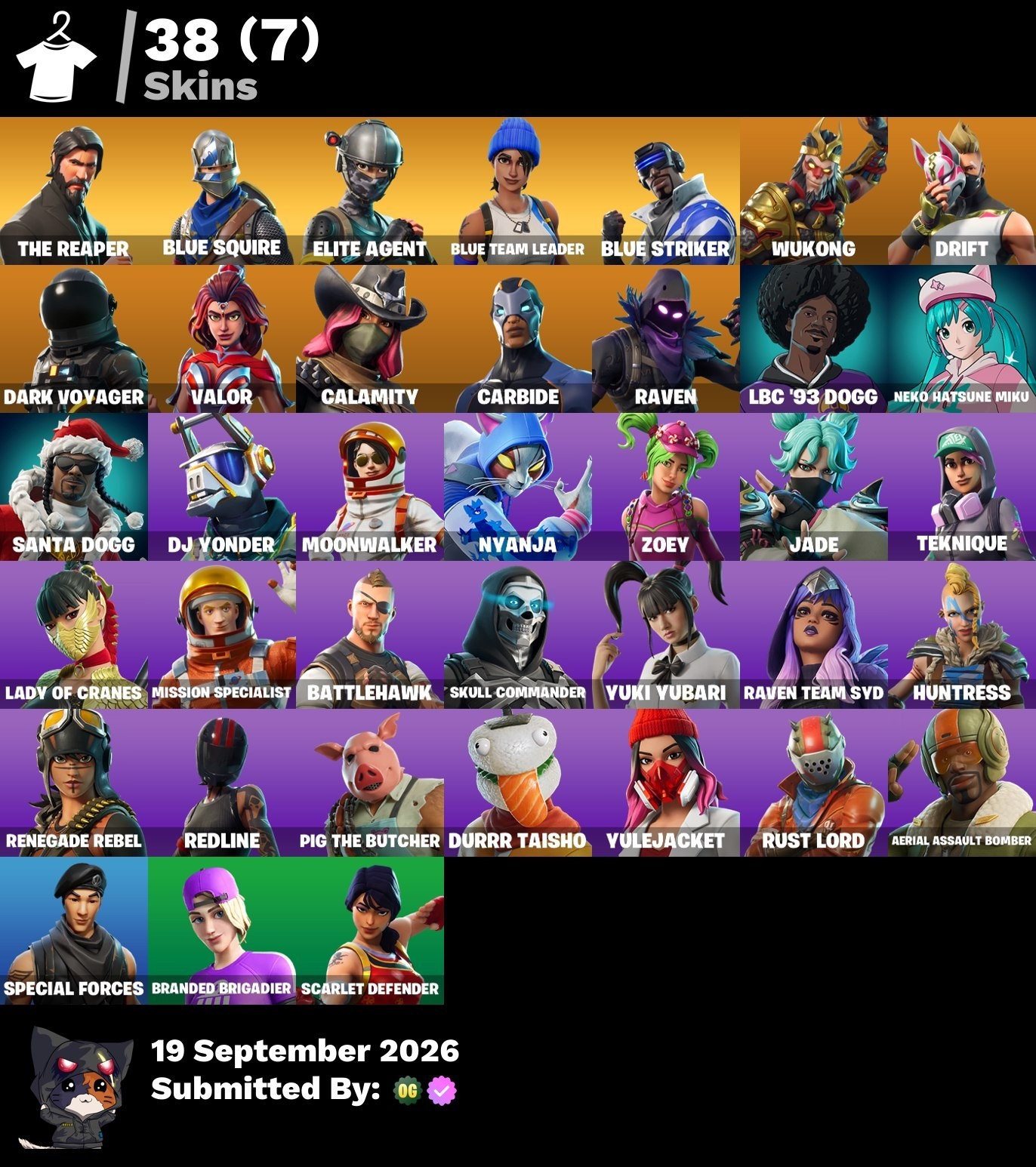 Fortnite account 38-Skin Fortnite Account | Blue Squire, The Reaper, Take The L, Elite Agent | PC/PSN/Xbox