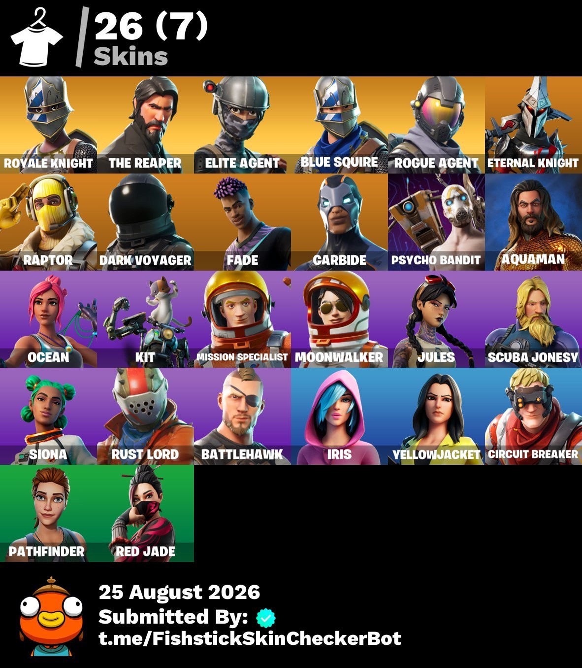 Fortnite account 26-Skin Fortnite Account | Blue Squire, Royale Knight, The Reaper, Take The L | PC/Switch/Mobile