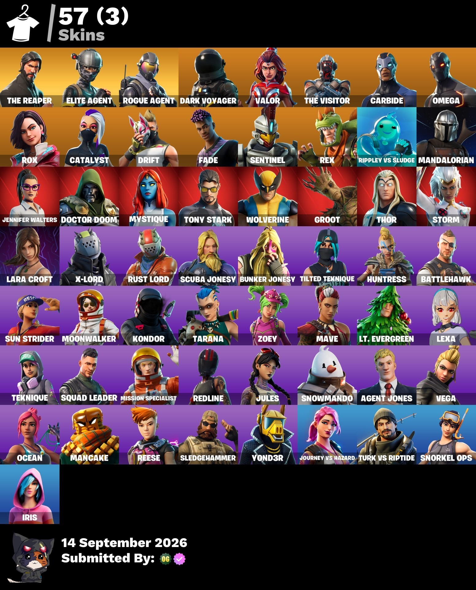 Fortnite account 57-Skin Fortnite Account | The Reaper, Take The L, Elite Agent, Dark Voyager | PC/Xbox