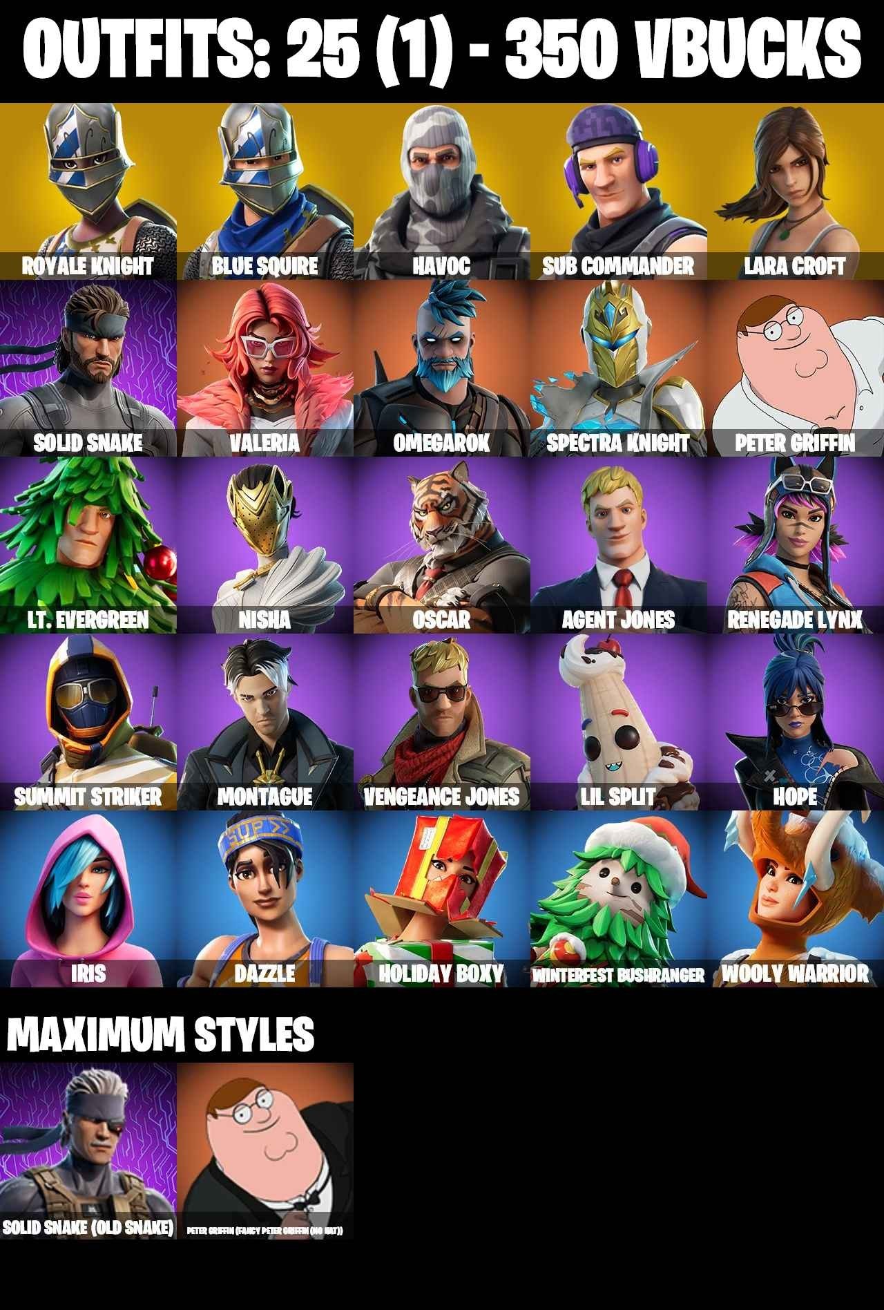 Fortnite account 25-Skin Fortnite Account | Blue Squire, Royale Knight, Havoc, Sub Commander | PC/Xbox