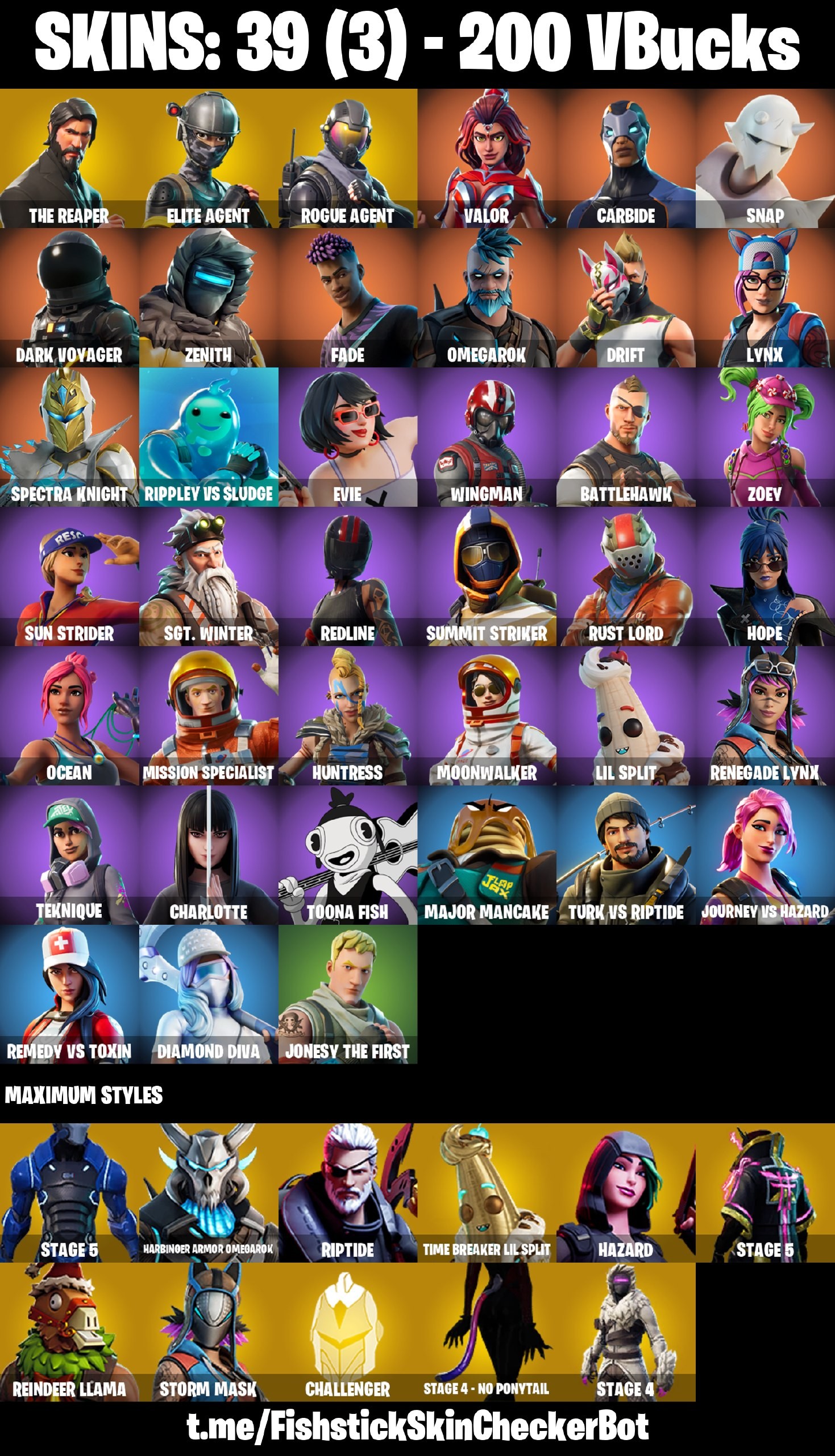Fortnite account 39-Skin Fortnite Account | The Reaper, Take The L, Elite Agent, Dark Voyager | PC/PSN/Xbox/Switch/Mobile