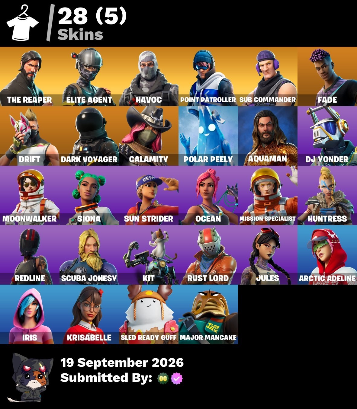 Fortnite account 28-Skin Fortnite Account | The Reaper, Havoc, Elite Agent, Dark Voyager | PC/Xbox