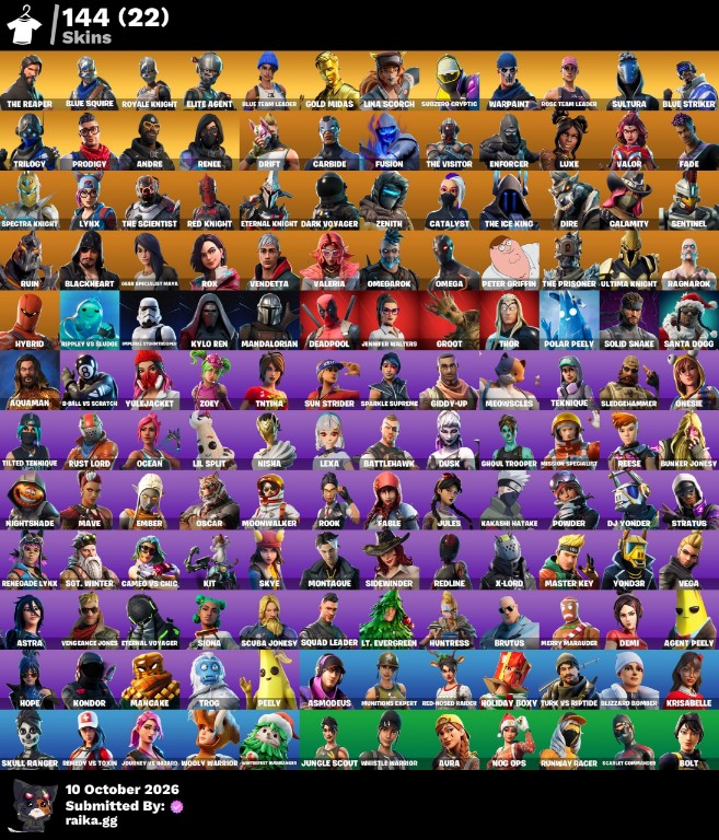 Fortnite account 144-Skin OG Fortnite Account | Blue Squire, Royale Knight, The Reaper, Take The L | PC/Xbox