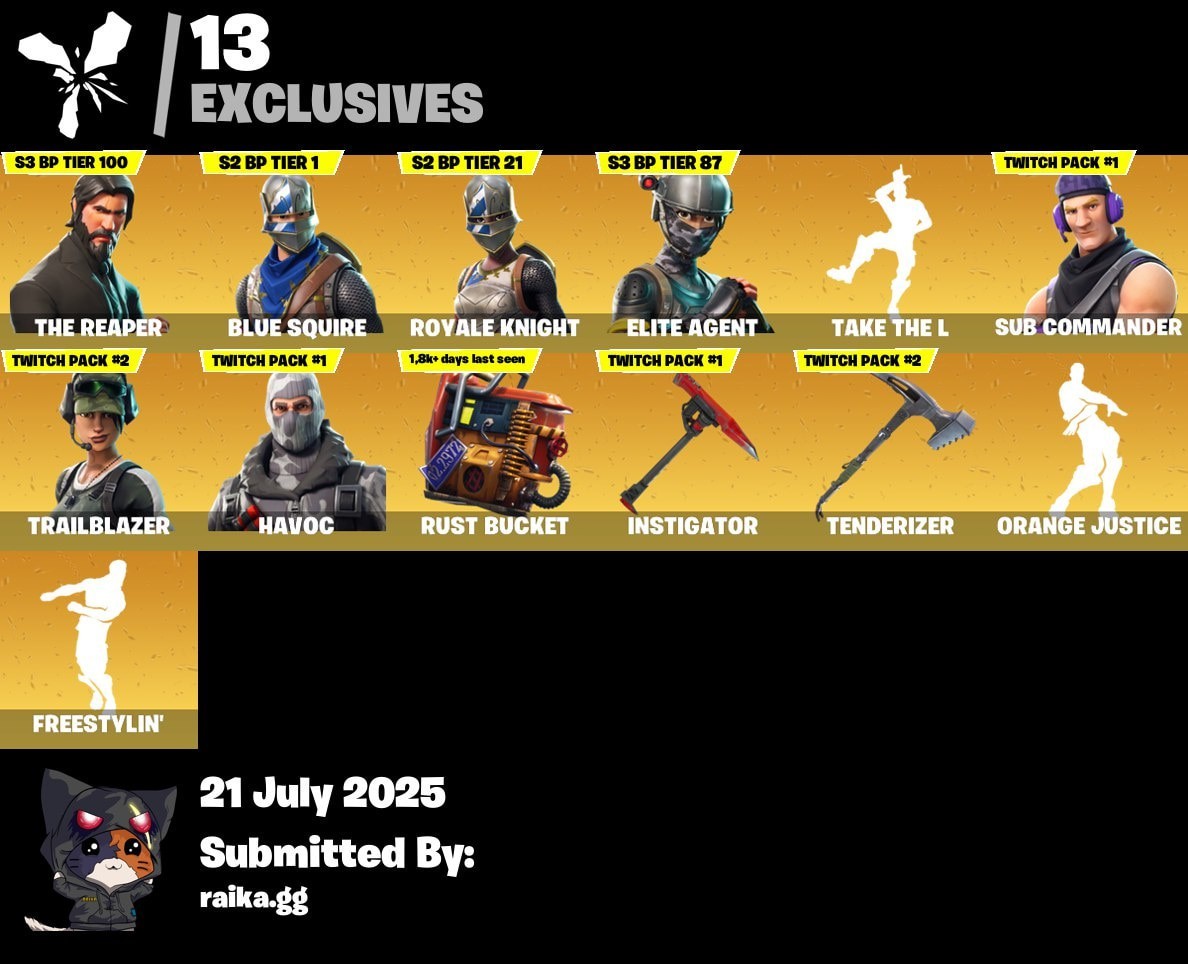 Fortnite account 25-Skin Fortnite Account | Blue Squire, Royale Knight, The Reaper, Take The L | PC/PSN/Xbox