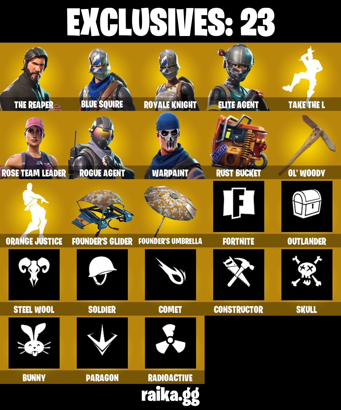 28-Skin OG Fortnite Account | Blue Squire, Royale Knight, The Reaper, Take The L | PC/PSN/Xbox