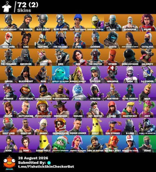 Fortnite account 72-Skin Fortnite Account | Blue Squire, Royale Knight, The Reaper, Take The L | PC/Switch/Mobile