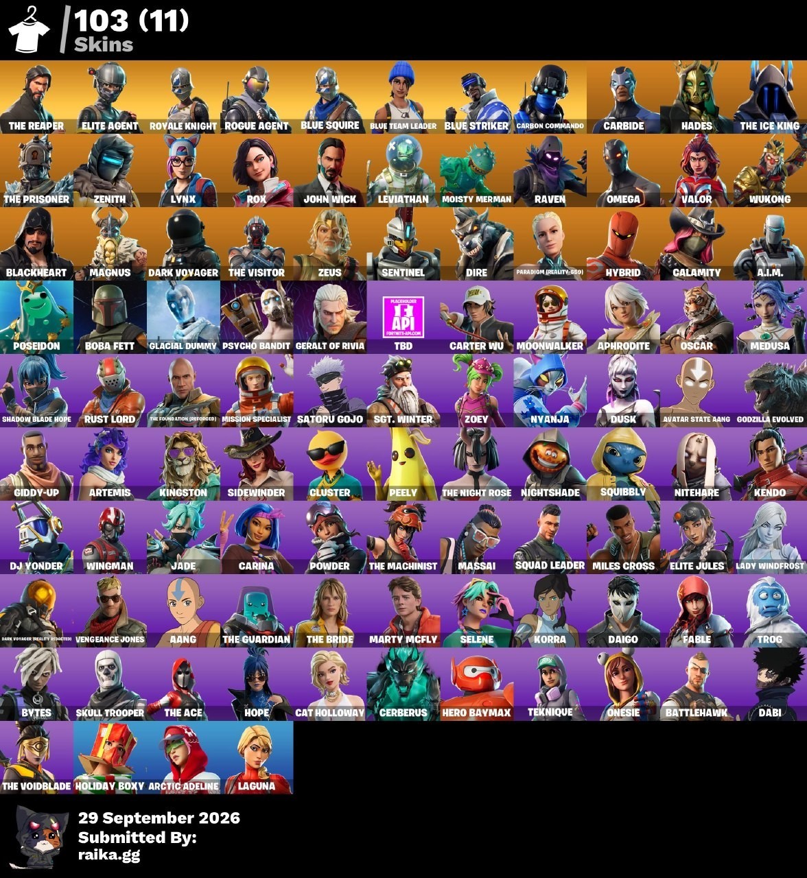Fortnite account 103-Skin Fortnite Account | Blue Squire, Royale Knight, The Reaper, Take The L | PC/PSN