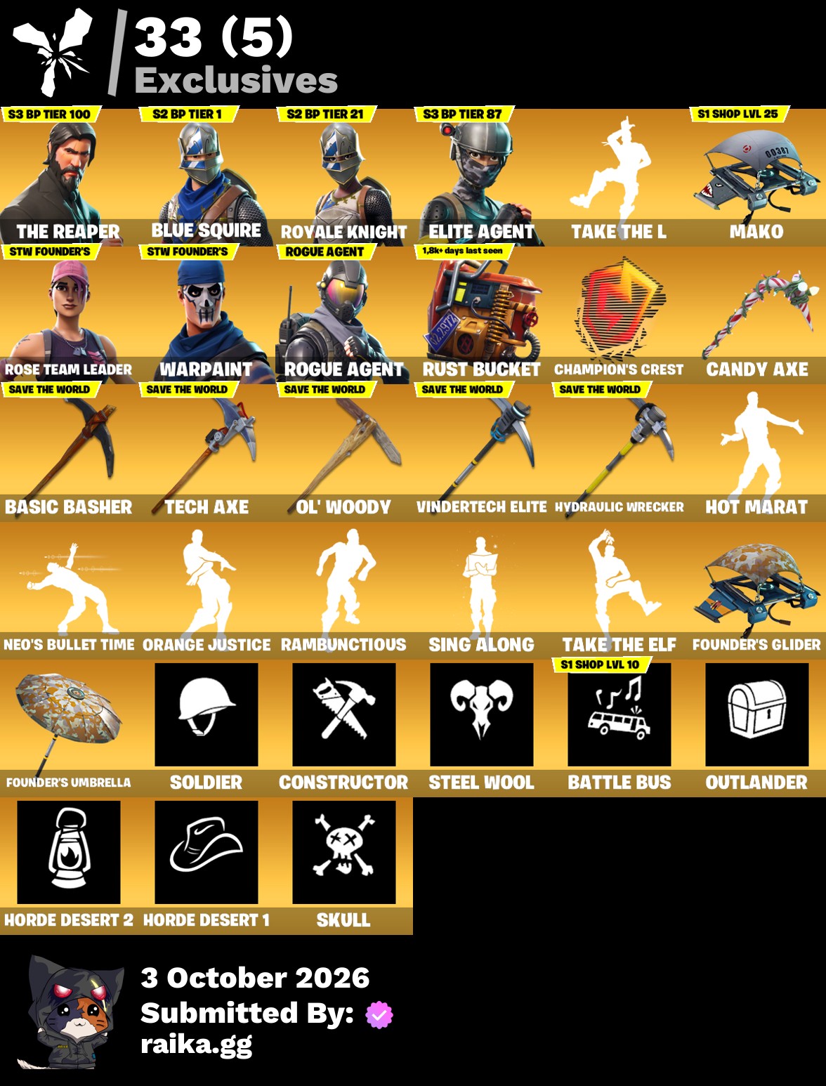 Fortnite account 106-Skin OG Fortnite Account | Blue Squire, Royale Knight, The Reaper, Elite Agent | PC/PSN/Xbox/Switch/Mobile