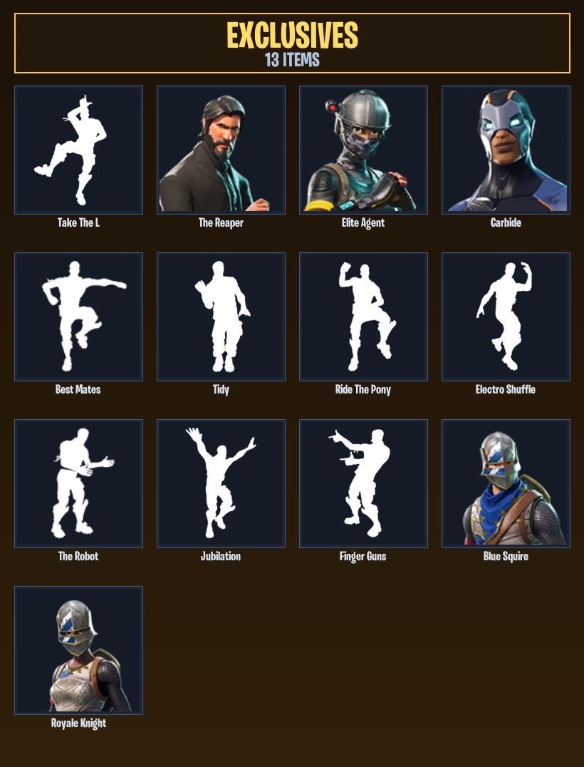 20-Skin Fortnite Account | Blue Squire, Royale Knight, The Reaper, Take The L | PC