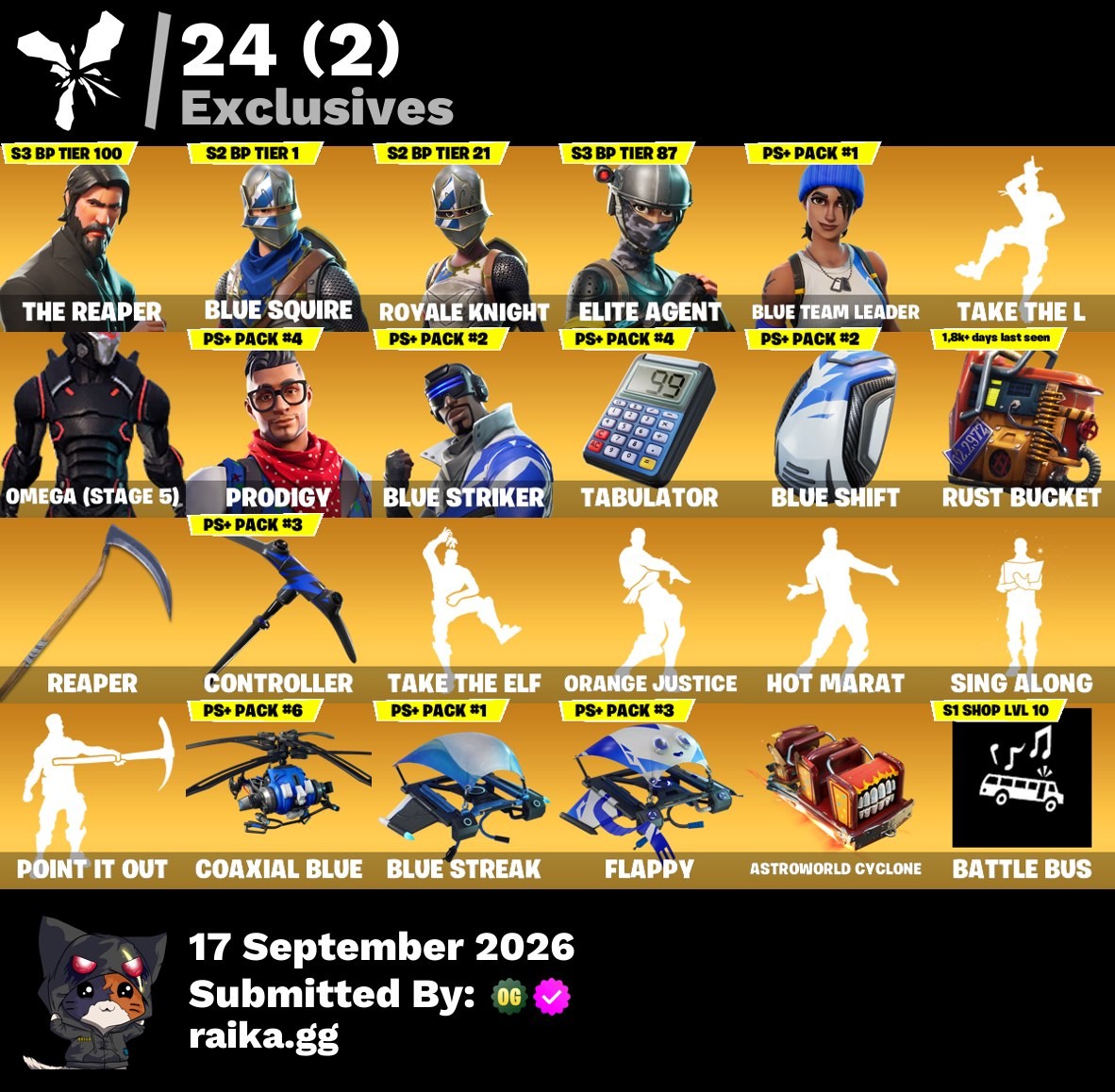 Fortnite account 170-Skin Fortnite Account | Blue Squire, Royale Knight, The Reaper, Take The L | PC/PSN/Xbox/Switch/Mobile