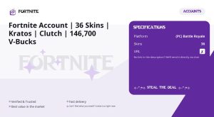 Fortnite account 36-Skin Fortnite Account | Kratos, Clutch | PC