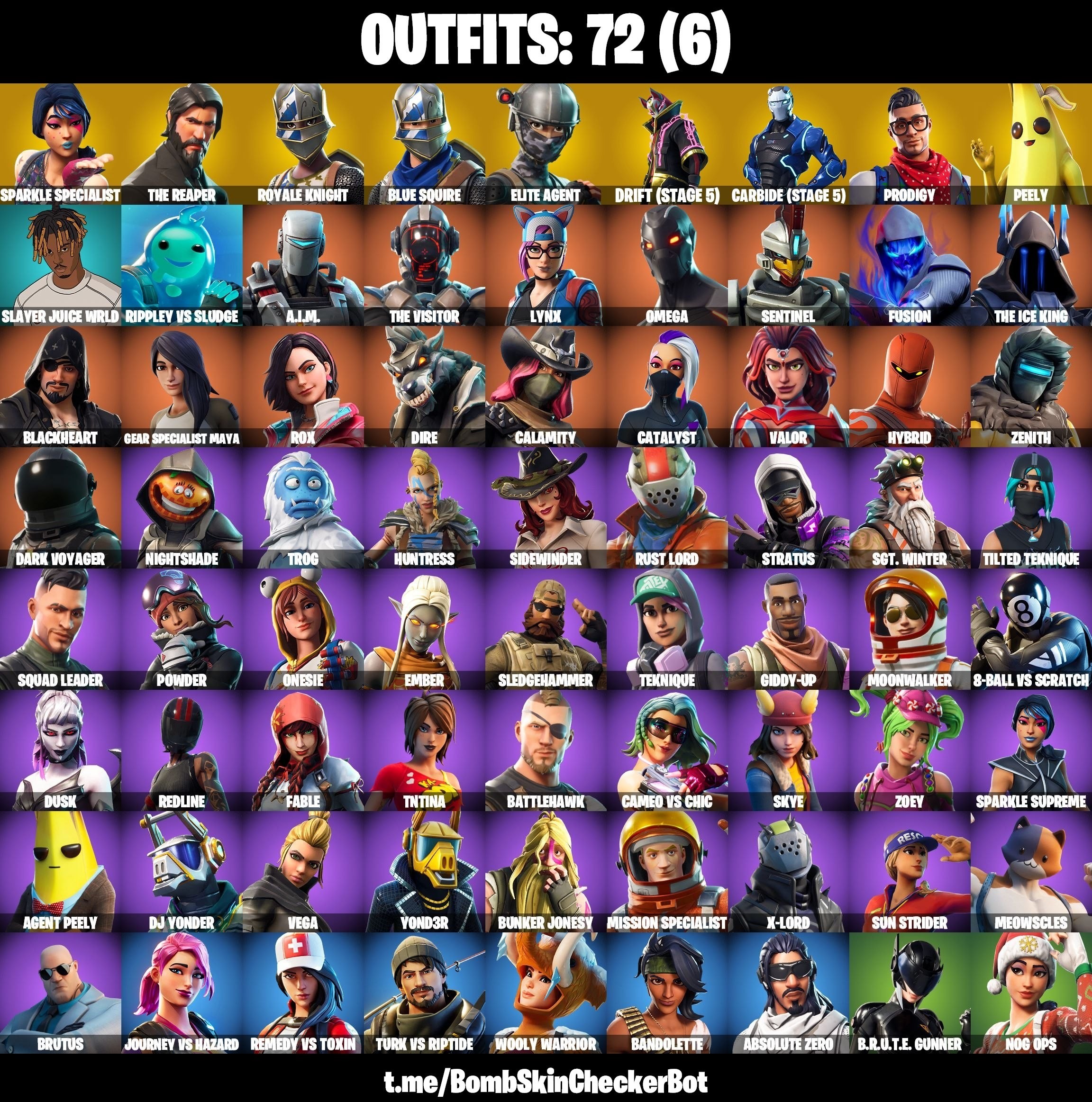 Fortnite account 72-Skin Fortnite Account | Sparkle Specialist, Blue Squire, Royale Knight, The Reaper | PC/PSN/Xbox