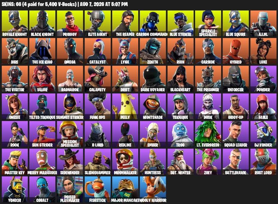 Fortnite account 66-Skin Fortnite Account | Black Knight, Sparkle Specialist, Blue Squire, Royale Knight | PC/Xbox