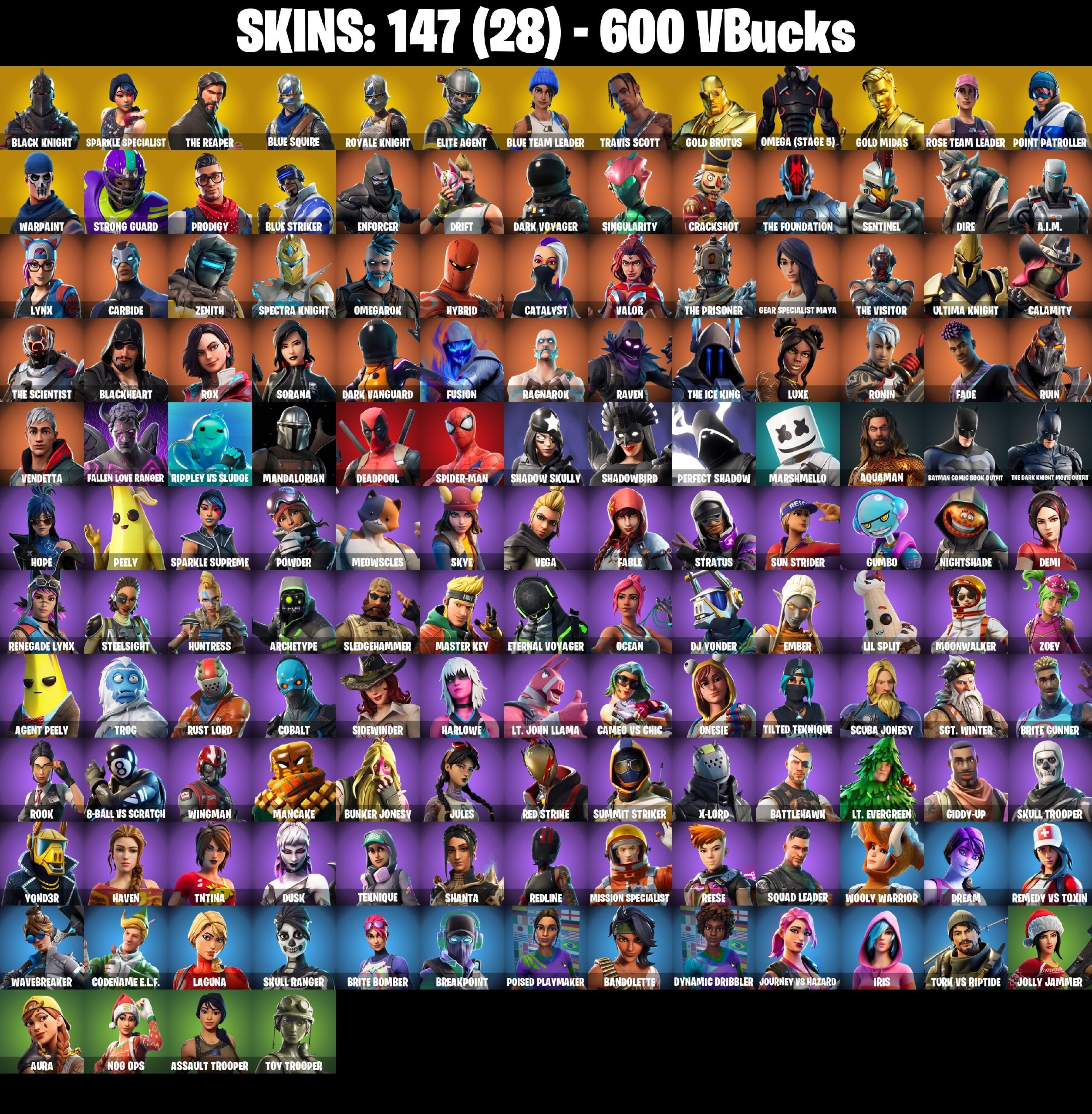 Fortnite account 147-Skin OG Fortnite Account | Black Knight, Sparkle Specialist, Blue Squire, Royale Knight | PC/PSN/Xbox/Switch/Mobile