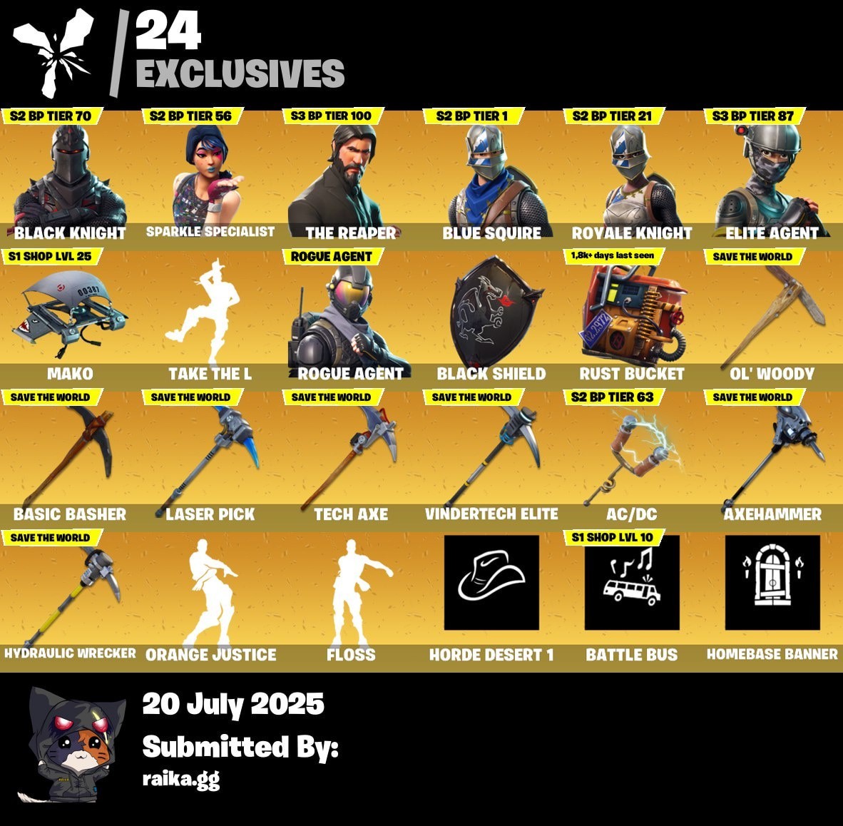 Fortnite account 44-Skin Fortnite Account | Black Knight, Sparkle Specialist, Blue Squire, Royale Knight | PC/PSN/Xbox
