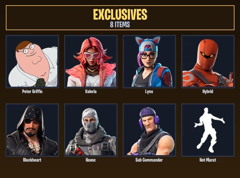58-Skin Fortnite Account | Havoc, Sub Commander, Peter Griffin, Valeria | PC
