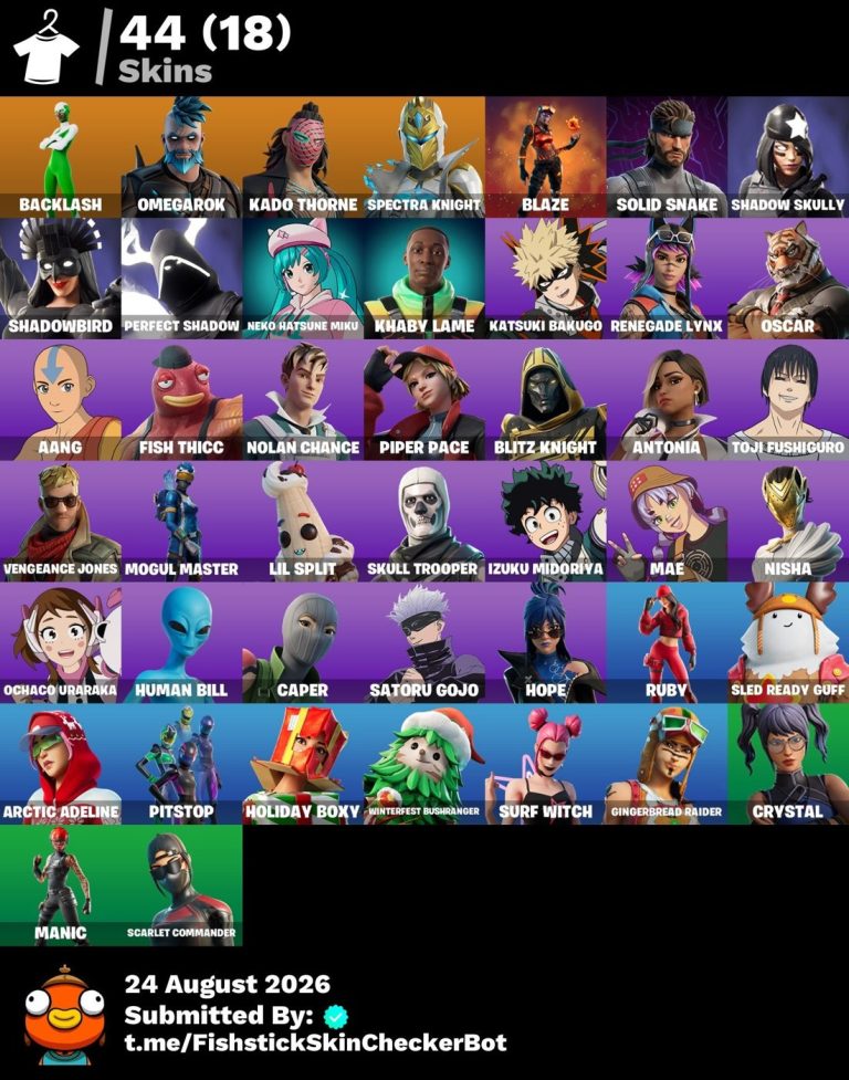 44-Skin Fortnite Account | Skull Trooper, Mogul Master, Solid Snake, Khaby Lame | PC/Switch/Mobile