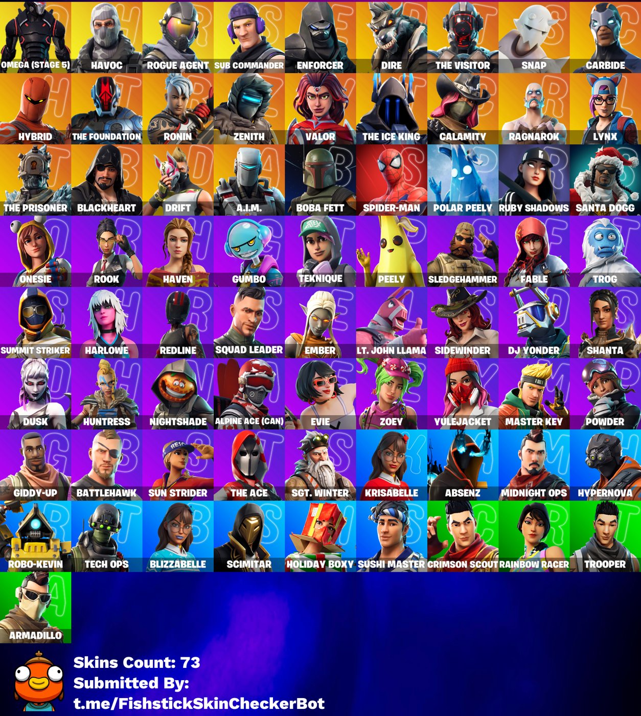 73-Skin Fortnite Account | Havoc, Omega, Carbide, Sub Commander | PC/PSN/Xbox/Switch/Mobile