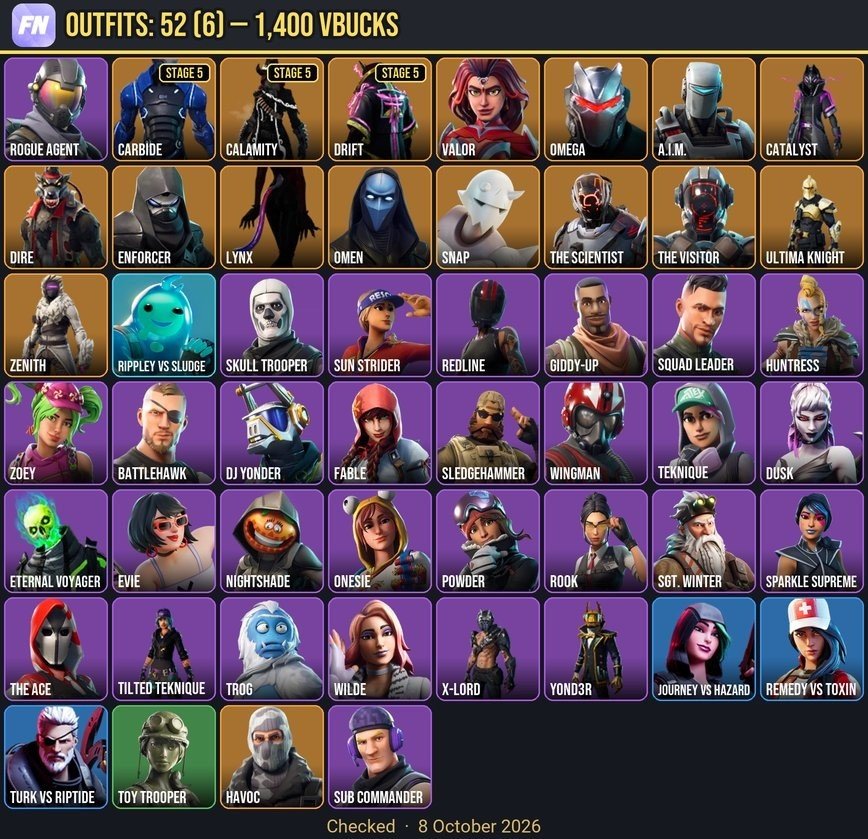 52-Skin Fortnite Account | Havoc, Skull Trooper, Omega, Carbide | PC/PSN/Xbox